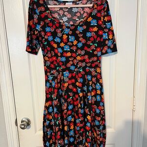 LuLaRoe Red and Blue Pleated Midi Sundress